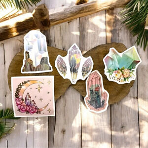 NEW 5 Healing Crystals Vinyl Stickers Perfect for Laptop, Water Bottle, & More!